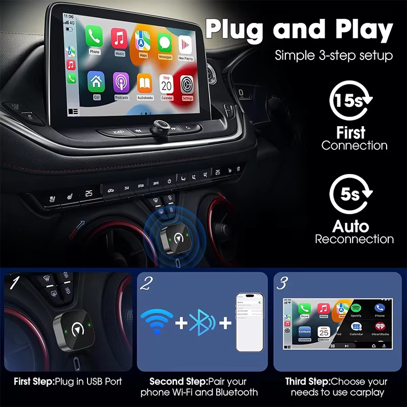 Adaptor CarPlay Nirkabel 2-in- - Usb C Hub ulasan dan harga
